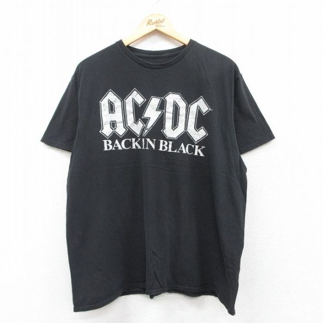 XL★古着 半袖 ロック バンド Tシャツ メンズ AC/DC 大きいサイズ クルーネック 黒 ブラック 25may10 中古