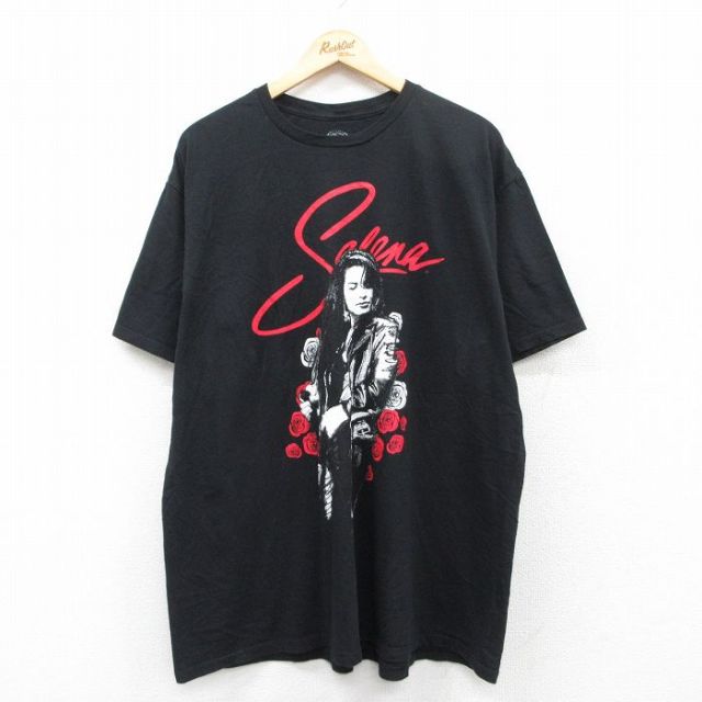 XL★古着 半袖 ロック バンド Tシャツ メンズ セレーナ 大きいサイズ コットン クルーネック 黒 ブラック 25may10 中古