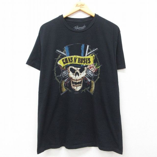 L★古着 半袖 ロック バンド Tシャツ メンズ ガンズアンドローゼズ コットン クルーネック 黒 ブラック 25may14 中古