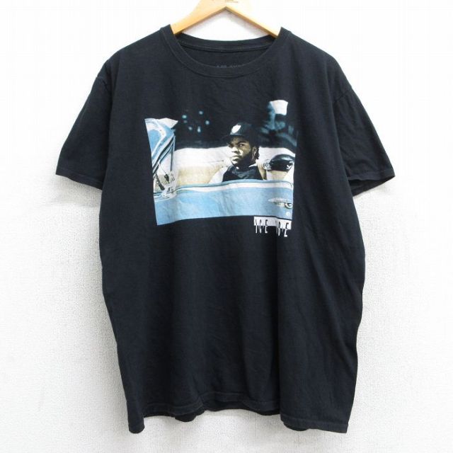 XL★古着 半袖 ヒップホップ ラップ Tシャツ メンズ アイスキューブ 大きいサイズ コットン クルーネック 黒 ブラック 25may28 中古
