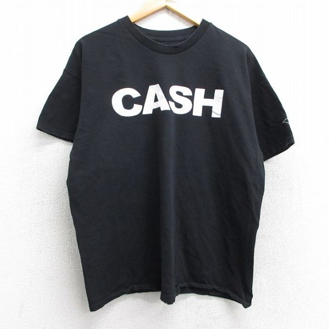 XL★古着 半袖 ロック バンド Tシャツ メンズ ジョニーキャッシュ コットン クルーネック 黒 ブラック 25may28 中古