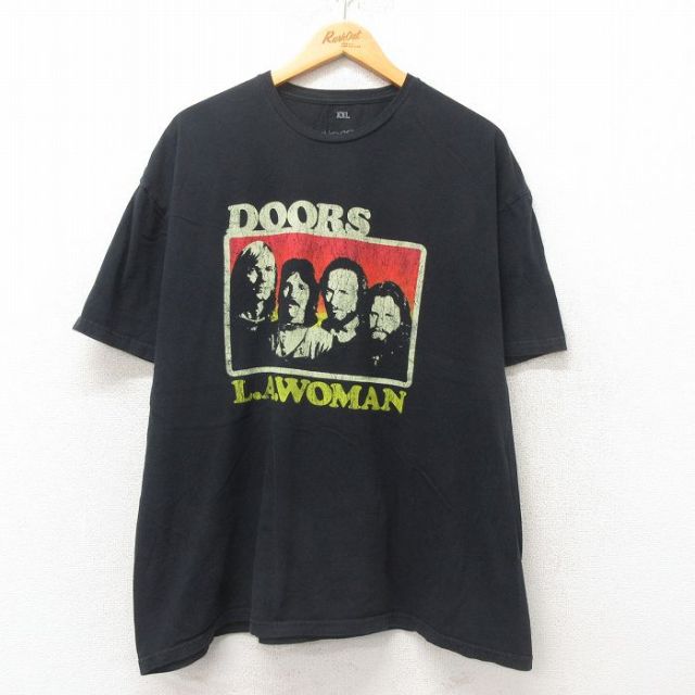 XL★古着 半袖 ロック バンド Tシャツ メンズ ドアーズ 大きいサイズ コットン クルーネック 黒 ブラック 25may31 中古