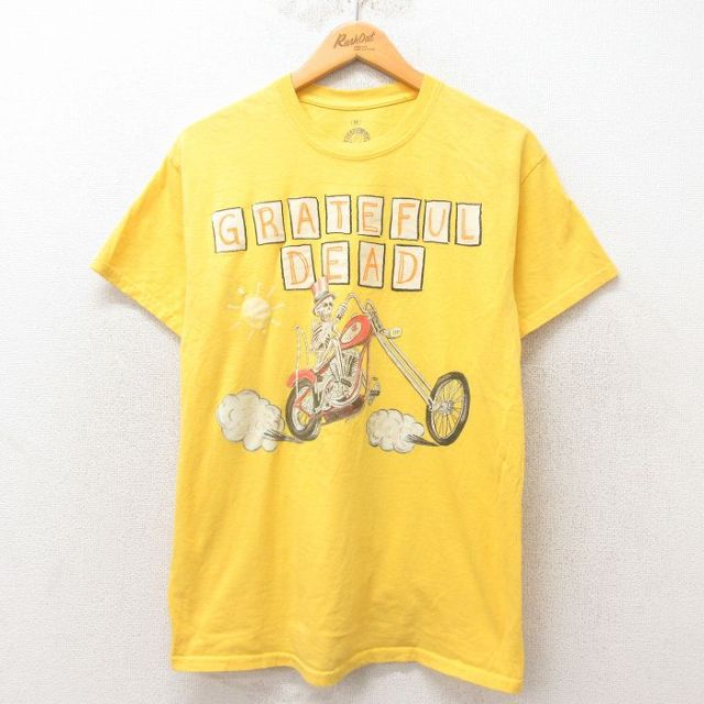 M★古着 リップルジャンクション 半袖 ロック バンド Tシャツ メンズ グレイトフルデッド コットン クルーネック 黄 イエロー 25may31 中古