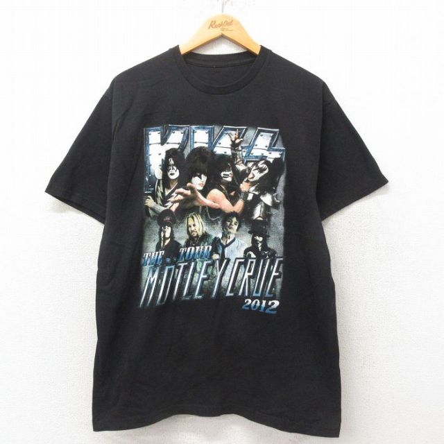 L★古着 半袖 ロック バンド Tシャツ メンズ キッス モトリークルー クルーネック 黒 ブラック 25may31 中古