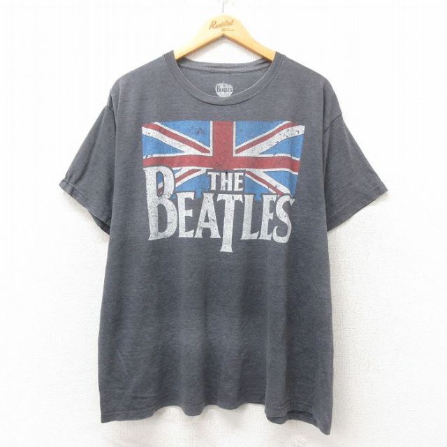 XL★古着 半袖 ロック バンド Tシャツ メンズ ビートルズ The Beatles 大きいサイズ クルーネック グレー 霜降り 25may31 中古