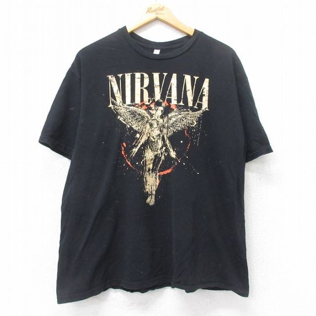 XL★古着 半袖 ロック バンド Tシャツ メンズ ニルバーナ ニルヴァーナ インユーテロ コットン クルーネック 黒 ブラック 【spe】 25jun12 中古