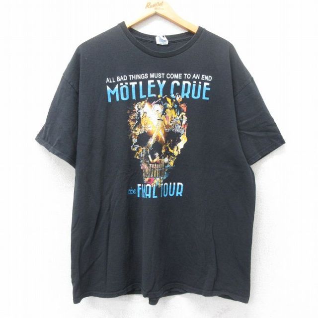 XL★古着 半袖 ロック バンド Tシャツ メンズ モトリークルー 大きいサイズ コットン クルーネック 黒 ブラック 25jun12 中古