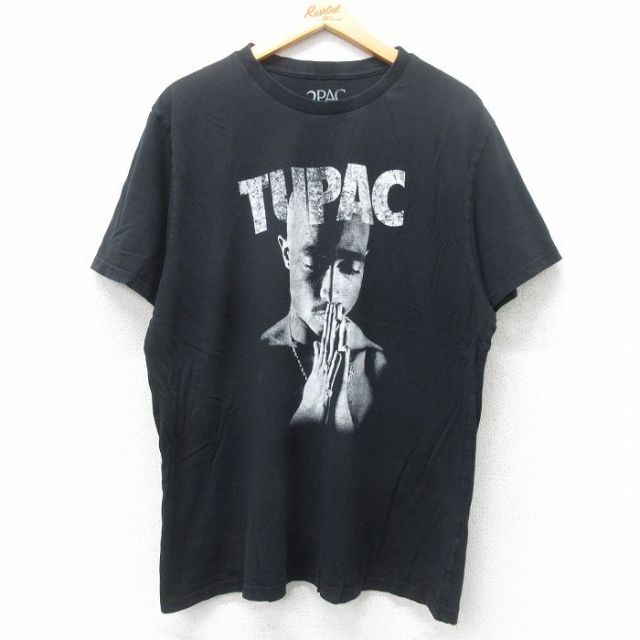 XL★古着 半袖 ヒップホップ ラップ Tシャツ メンズ トゥパック 2パック 2PAC コットン クルーネック 黒 ブラック 25jun12 中古