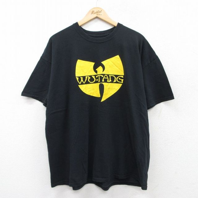 XL★古着 半袖 ヒップホップ ラップ Tシャツ メンズ ウーランクラン 大きいサイズ コットン クルーネック 黒 ブラック 25jun20 中古