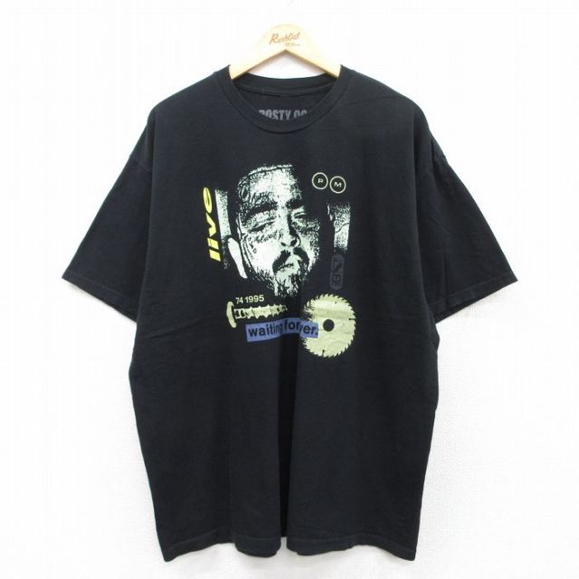 XL★古着 半袖 ヒップホップ ラップ Tシャツ メンズ ポストマローン 大きいサイズ コットン クルーネック 黒 ブラック 25jun20 中古