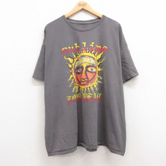 XL★古着 半袖 ロック バンド Tシャツ メンズ サブライム 大きいサイズ コットン クルーネック グレー 25jun30 中古
