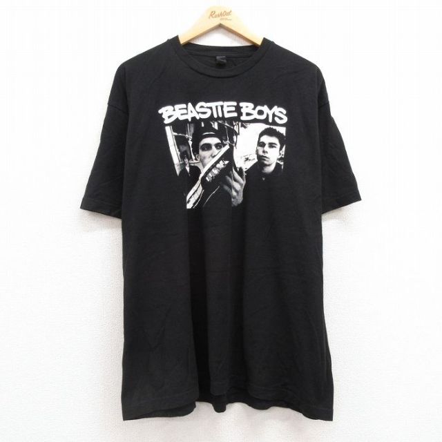 XL★古着 TULTEX 半袖 ロック バンド Tシャツ メンズ ビースティボーイズ 大きいサイズ コットン クルーネック 黒 ブラック 25jun30 中古