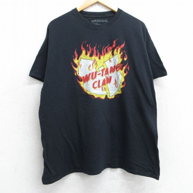 XL★古着 半袖 ヒップホップ ラップ Tシャツ メンズ ウータンクラン 大きいサイズ コットン クルーネック 黒 ブラック 25jul03 中古