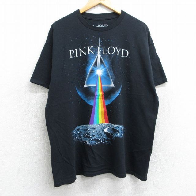XL★古着 リキッドブルー 半袖 ロック バンド Tシャツ メンズ ピンクフロイド 大きいサイズ コットン クルーネック 黒 ブラック 25jul03 中古