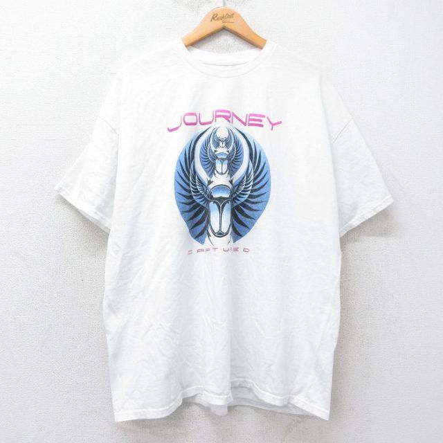 XL★古着 半袖 ロック バンド Tシャツ メンズ ジャーニー 大きいサイズ コットン クルーネック 白 ホワイト 25jul14 中古