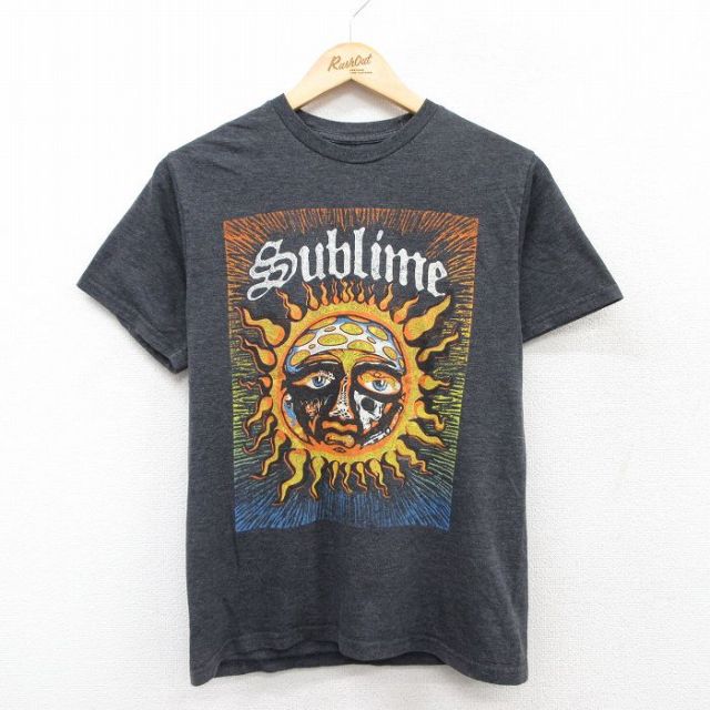 【20%OFF】S★古着 半袖 ロック バンド Tシャツ メンズ サブライム クルーネック 濃グレー 霜降り 25jul14 中古