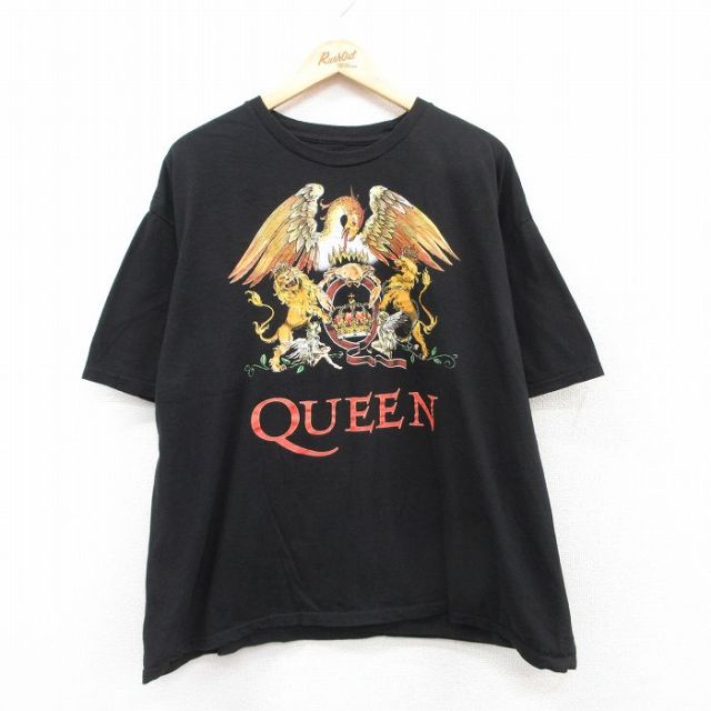 XL★古着 半袖 ロック バンド Tシャツ メンズ クイーン 大きいサイズ コットン クルーネック 黒 ブラック 25jul14 中古