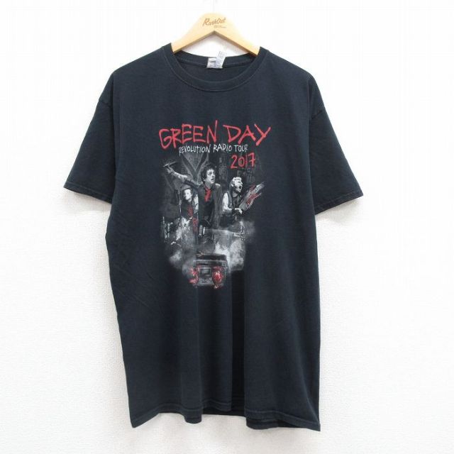 XL★古着 ジャージーズ 半袖 ロック バンド Tシャツ メンズ グリーンディ コットン クルーネック 黒 ブラック 【spe】 25jul15 中古