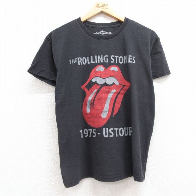 L★古着 半袖 ロック バンド Tシャツ メンズ ローリングストーンズ The Rolling Stones コットン クルーネック 黒 ブラック 25jul15 中古