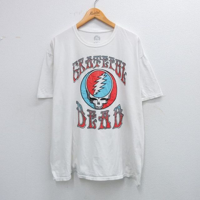 XL★古着 半袖 ロック バンド Tシャツ メンズ グレイトフルデッド 大きいサイズ コットン クルーネック 白 ホワイト 25jul16 中古