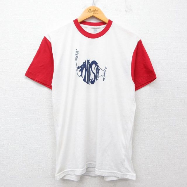 アメリカンアパレル 半袖Tシャツ フィッシュ ホワイト M | 古着