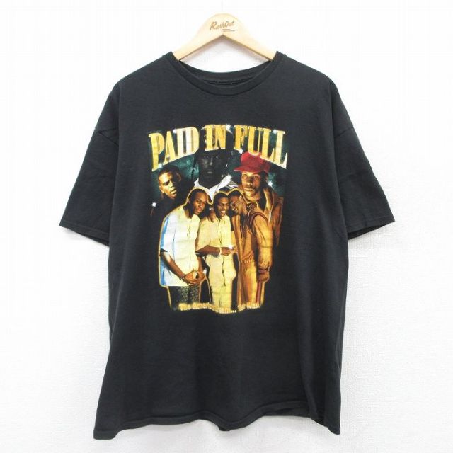 【20%OFF】XL★古着 半袖 ヒップホップ ラップ Tシャツ メンズ エリック&ラキム 大きいサイズ コットン クルーネック 黒 ブラック 25jul16 中古