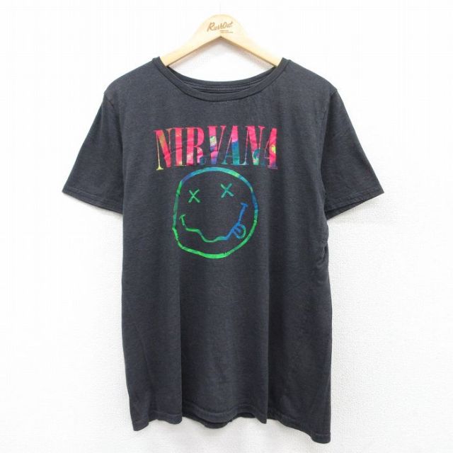 L★古着 半袖 ロック バンド Tシャツ メンズ ニルバーナ ニルヴァーナ クルーネック 黒 ブラック 25jul16 中古