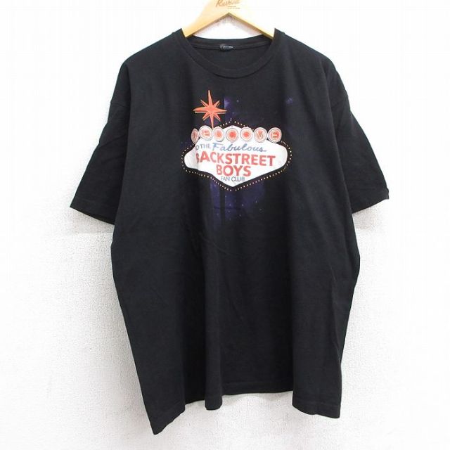 XL★古着 TULTEX 半袖 ロック バンド Tシャツ メンズ バックストリートボーイズ 大きいサイズ コットン クルーネック 黒 ブラック 25jul30 中古