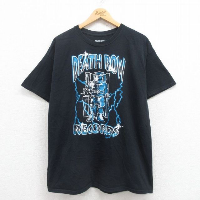 XL★古着 半袖 ヒップホップ ラップ Tシャツ メンズ デスロウレコーズ コットン クルーネック 黒 ブラック 25jul31 中古