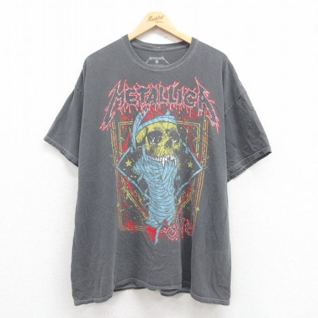 XL★古着 半袖 ロック バンド Tシャツ メンズ メタリカ パスヘッド 大きいサイズ コットン グレー 【spe】 25jul31 中古
