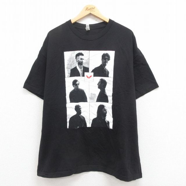 XL★古着 半袖 ロック バンド Tシャツ メンズ マルーン5 大きいサイズ コットン クルーネック 黒 ブラック 25jul31 中古