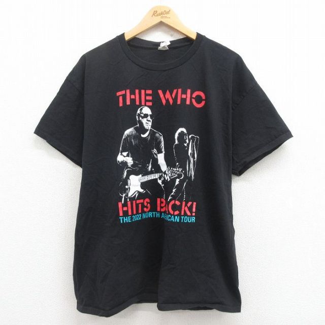 【50%OFF】XL★古着 ヘインズ Hanes 半袖 ロック バンド Tシャツ メンズ ザフー コットン クルーネック 黒 ブラック 25jul31 中古