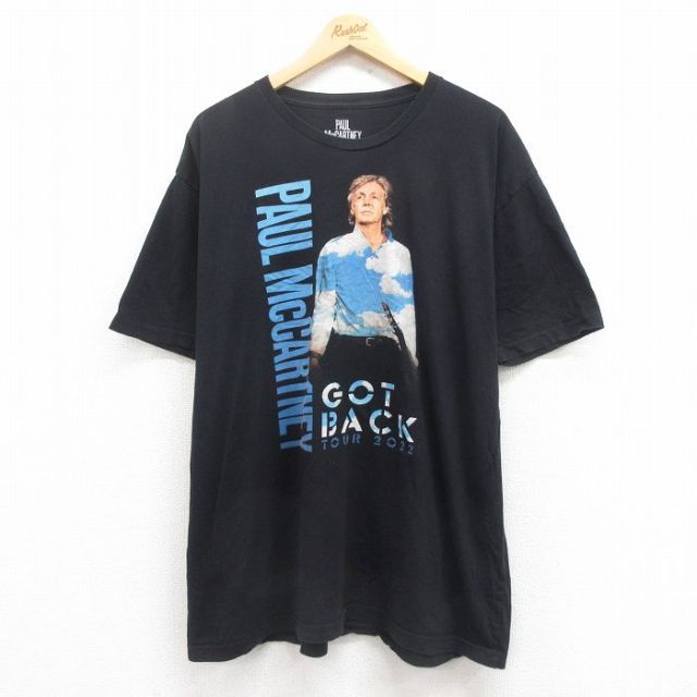 【20%OFF】XL★古着 半袖 ロック バンド Tシャツ メンズ ポールマッカートニー 大きいサイズ コットン クルーネック 黒 ブラック 25jul31 中古