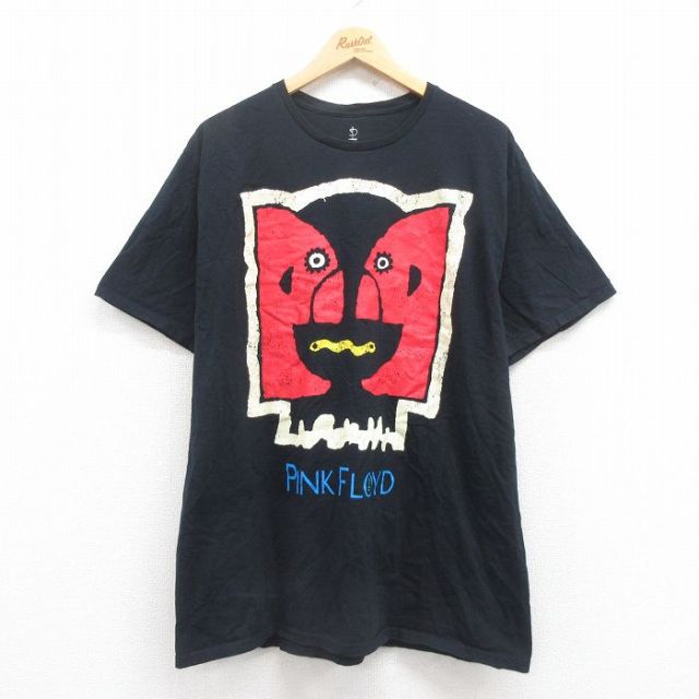 XL★古着 半袖 ロック バンド Tシャツ メンズ ピンクフロイド 大きいサイズ コットン クルーネック 黒 ブラック 25aug01 中古