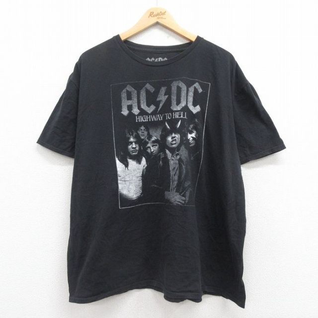 XL★古着 半袖 ロック バンド Tシャツ メンズ AC/DC 大きいサイズ コットン 黒 ブラック 25aug01 中古