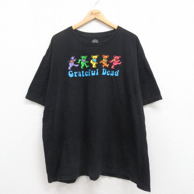 XL★古着 半袖 ロック バンド Tシャツ メンズ グレイトフルデッド 大きいサイズ コットン クルーネック 黒 ブラック 25aug01 中古