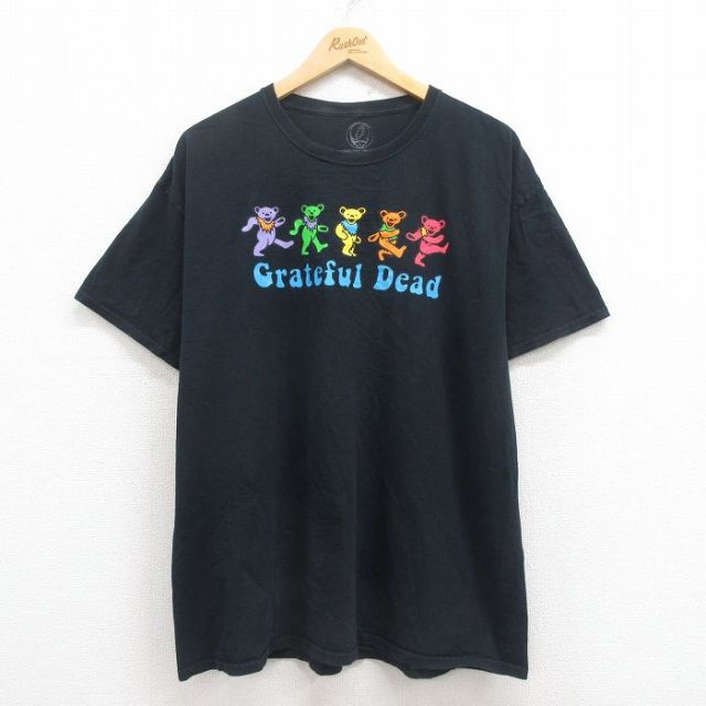 XL★古着 半袖 ロック バンド Tシャツ メンズ グレイトフルデッド コットン クルーネック 黒 ブラック 25aug01 中古