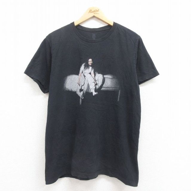 L★古着 半袖 ロック バンド Tシャツ メンズ ビリーアイリッシュ コットン クルーネック 黒 ブラック 【spe】 25aug01 中古