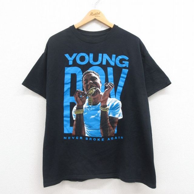 XL★古着 半袖 ヒップホップ ラップ Tシャツ メンズ 38 BABY コットン クルーネック 黒 ブラック 25aug01 中古