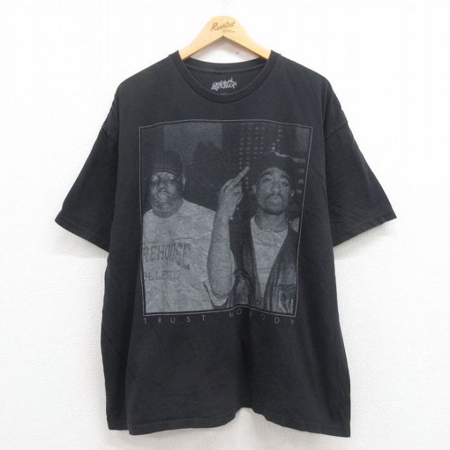 XL★古着 半袖 ヒップホップ ラップ Tシャツ メンズ ノトーリアスBIG トゥパック 2パック 2PAC 大きいサイズ コットン クルーネック 黒 ブラック 25aug01 中古