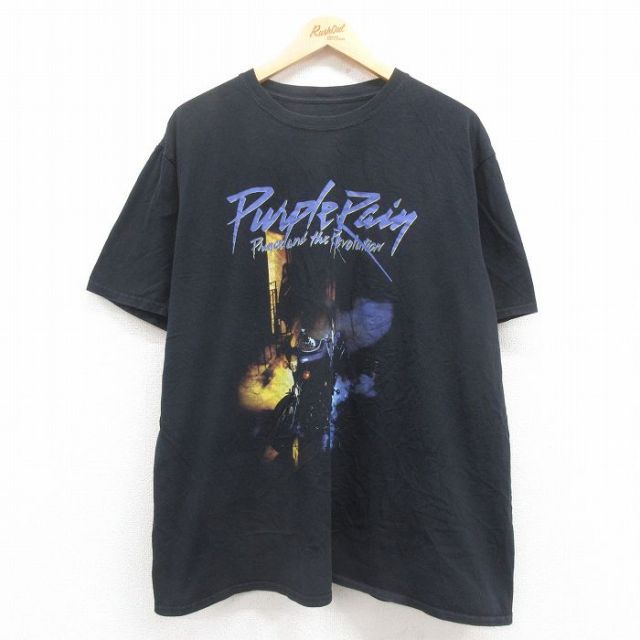 XL★古着 半袖 ロック バンド Tシャツ メンズ プリンス 大きいサイズ コットン クルーネック 黒 ブラック 25aug01 中古