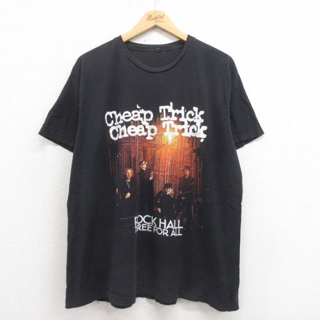 XL★古着 TULTEX 半袖 ロック バンド Tシャツ メンズ チープトリック 大きいサイズ コットン クルーネック 黒 ブラック 25aug04 中古