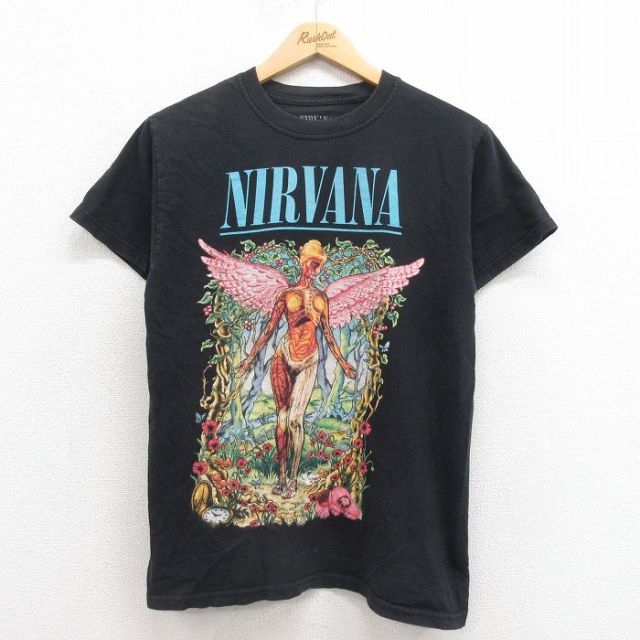S★古着 半袖 ロック バンド Tシャツ メンズ ニルバーナ ニルヴァーナ インユーテロ 黒 ブラック 25aug04 中古