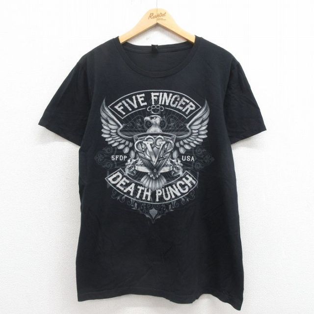 半袖Tシャツ ファイブフィンガーデスパンチプリント ブラック L | 古着