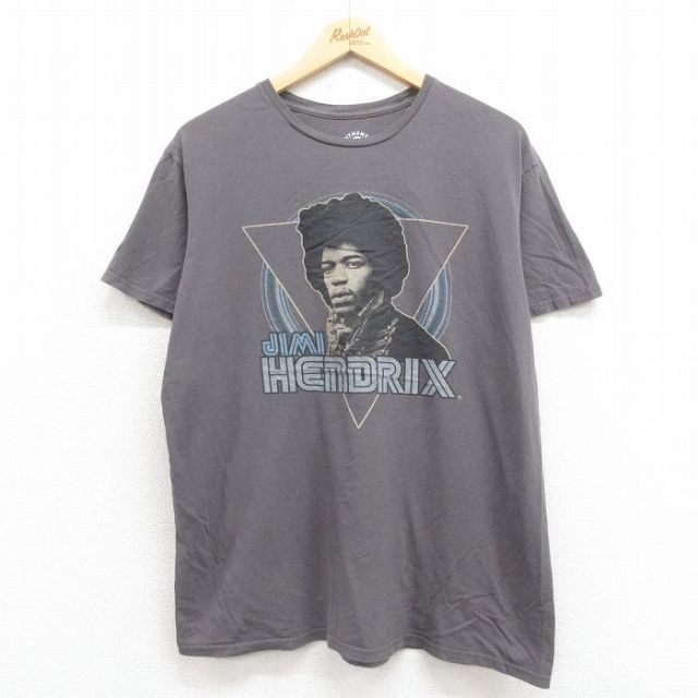 XL★古着 半袖 ロック バンド Tシャツ メンズ ジミヘンドリックス コットン クルーネック グレー 25aug05 中古