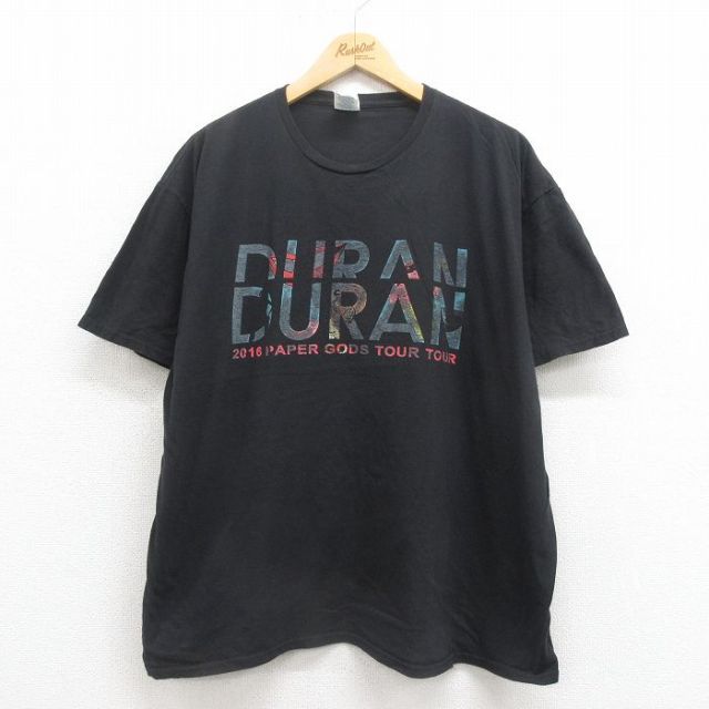 XL★古着 半袖 ロック バンド Tシャツ メンズ デュランデュラン 大きいサイズ コットン クルーネック 黒 ブラック 25aug05 中古
