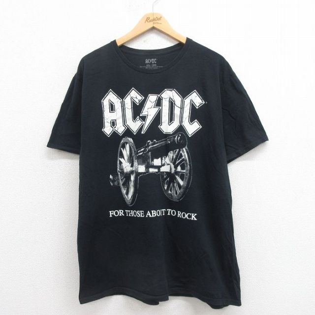 XL★古着 半袖 ロック バンド Tシャツ メンズ AC/DC 大きいサイズ コットン クルーネック 黒 ブラック 25aug06 中古