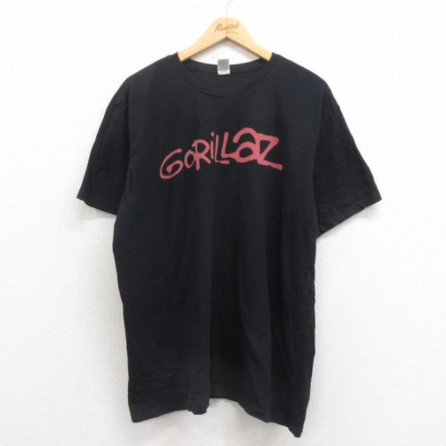 XL★古着 半袖 ロック バンド Tシャツ メンズ ゴリラズ 大きいサイズ クルーネック 黒 ブラック 25aug06 中古