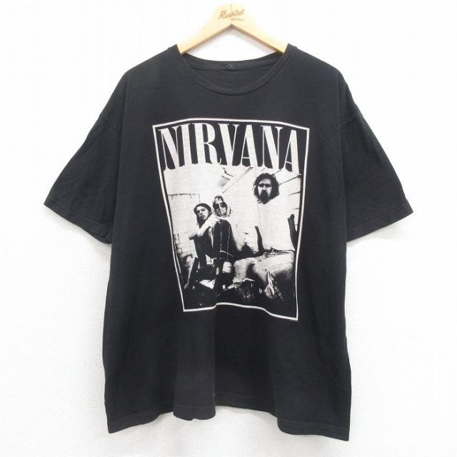 XL★古着 TULTEX 半袖 ロック バンド Tシャツ メンズ ニルバーナ ニルヴァーナ 大きいサイズ クルーネック 黒 ブラック 25aug06 中古