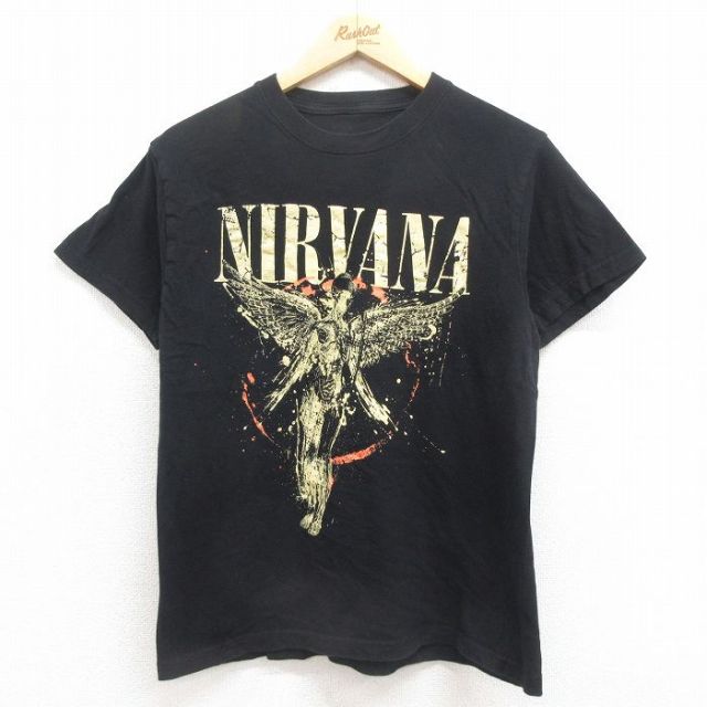 M★古着 半袖 ロック バンド Tシャツ メンズ nニルバーナ ニルヴァーナ インユーテロ 黒 ブラック 【spe】 25aug06 中古